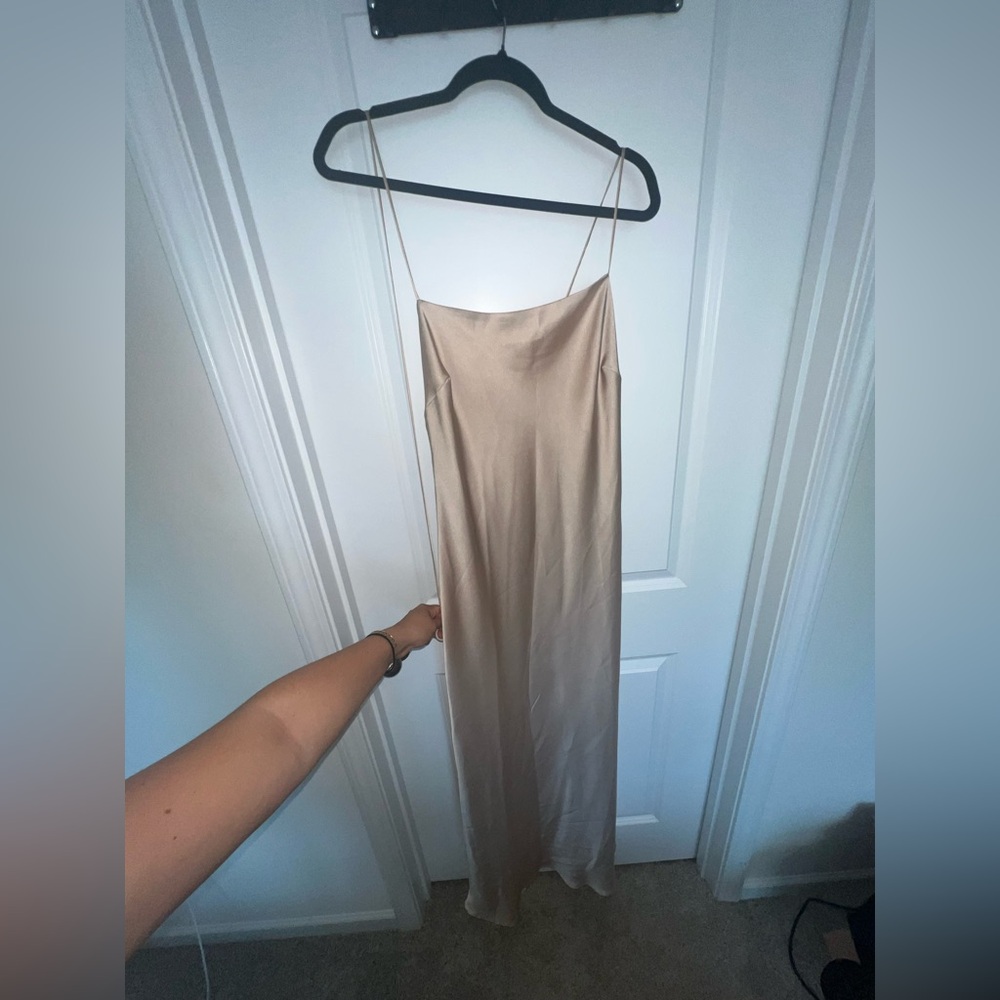 Show Me Your MuMu Satin Dress in Champagne